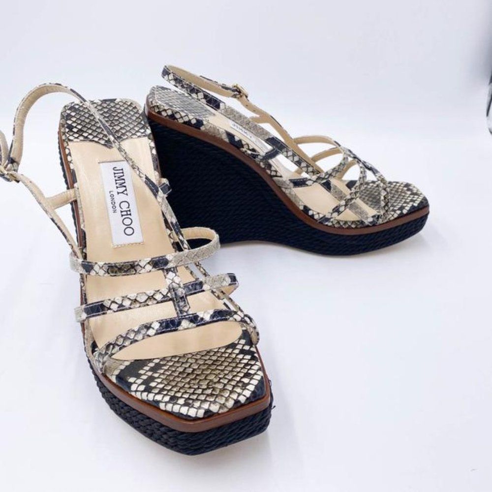 Jimmy Choo Black Ariela Snake Printed Platform - Picture 5 of 12